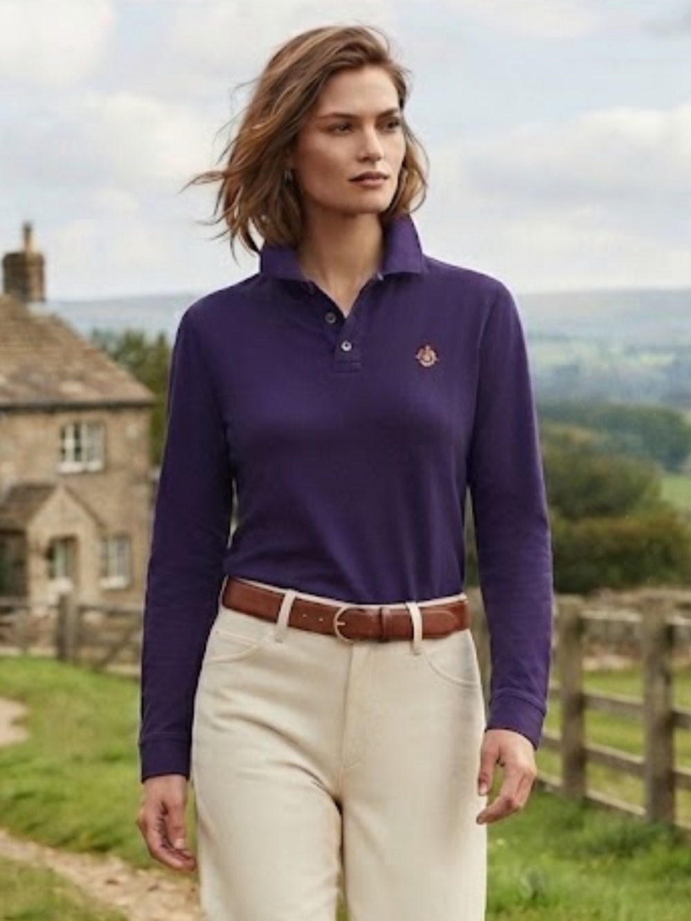Lauren Ralph Lauren Purple Long Sleeve Polo Style Button Shirt